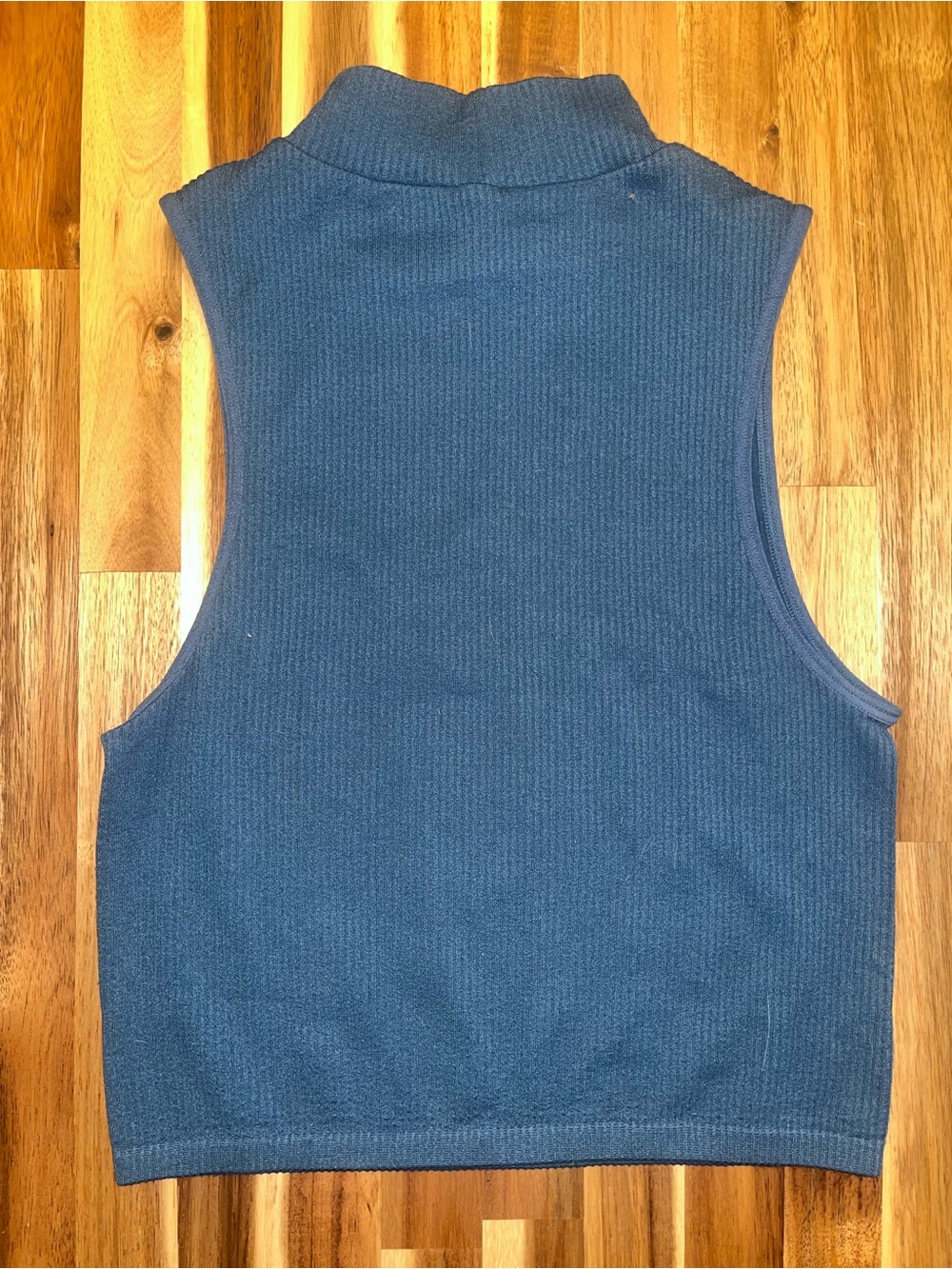 Zara Sleeveless Ribbed Mock Neck Top - Blue